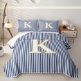 thumbnail image 1 of Erosebridal Initial K Letter Boys Girls Twin Quilt Set, Abstract Stripe Twin Coverlet Set, 2pcs, 1 of 7