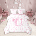 thumbnail image 1 of Erosebridal Initial Letter Bed in a Bag Full size,Monogrammed Bowknot Bed Set,Kawaii Decoration,Reversible,Breathable,7-Piece, 1 of 5