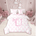 thumbnail image 1 of Erosebridal Initial Letter Bedding Sets Twin Size,Monogrammed Bowknot Comforter Sets with Sheets,Kawaii Decoration,Reversible,7pcs, 1 of 5