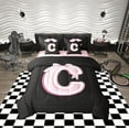 thumbnail image 1 of Erosebridal Initial Letter C Bedding Sets Twin Size, Black Pink Comforter Sets with Sheets, Kawaii Bow-tie Reversible Bed Set, Lightweight Room Decorative, 7pcs, 1 of 6