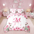thumbnail image 1 of Erosebridal Initial Letter Comforter Set Queen Size,Bowknot Alphabet Bedding Set Teens,A-Z Bed in a Bag （Comforter,Sheets,Pillowcases & Cushion Covers）, 1 of 5