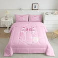 thumbnail image 1 of Erosebridal Initial Letter G Comforter Sets Queen Size, Kawaii Letter Comforters & Duvets, Girly Bowknot Decor, Lightweight 3pcs, 1 of 8