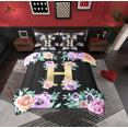 thumbnail image 1 of Erosebridal Initial Letter H Bed in a Bag, Floral Flower Bed Set, Monogrammed Reversible Comforter Sets, Ultra Soft Bedroom Decoration, 7pcs, 1 of 6