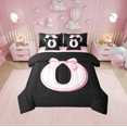 thumbnail image 1 of Erosebridal Initial Letter O Bed in a Bag King size, Black Pink Bed Set, Kawaii Bow-tie Reversible Bedding King Size, Lightweight Room Decorative, 7pcs, 1 of 6