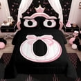 thumbnail image 1 of Erosebridal Initial Letter O Bedding Sets Twin with Comforter, Black Pink Duvet Insert, Kawaii Bow-tie Reversible Comforter Sets Twin Size, Lightweight Room Decorative, 2pcs, 1 of 8
