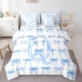 thumbnail image 1 of Erosebridal Initial Letter Q Bedding Sets King Size,Bowtie Pattern Comforter Sets with Sheets,White Blue Bed in a Bag King Size For Girls,Breathable Bedroom Decoration Reversible,7-Piece, 1 of 7