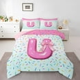 thumbnail image 1 of Erosebridal Initial Letter U Bedding Sets Twin with Comforter,Bowtie Pattern Duvet Insert,Multicolor Sweet Comforter Sets Twin Size For Girls,Breathable Bedroom Decoration Reversible,2pcs, 1 of 8