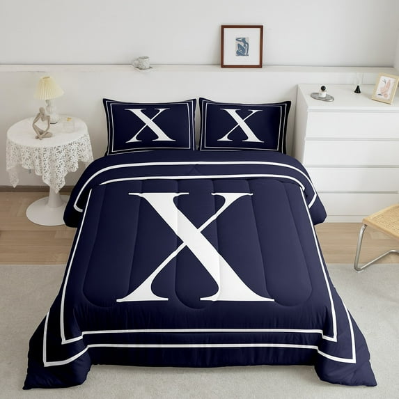 Erosebridal Initial Letter X to Z Bedding Full Comforter Set, Monogrammed G Duvet Insert, Modern Fashion Reversible Comforters & Duvets, Super Cozy Room Decoration, 3pcs