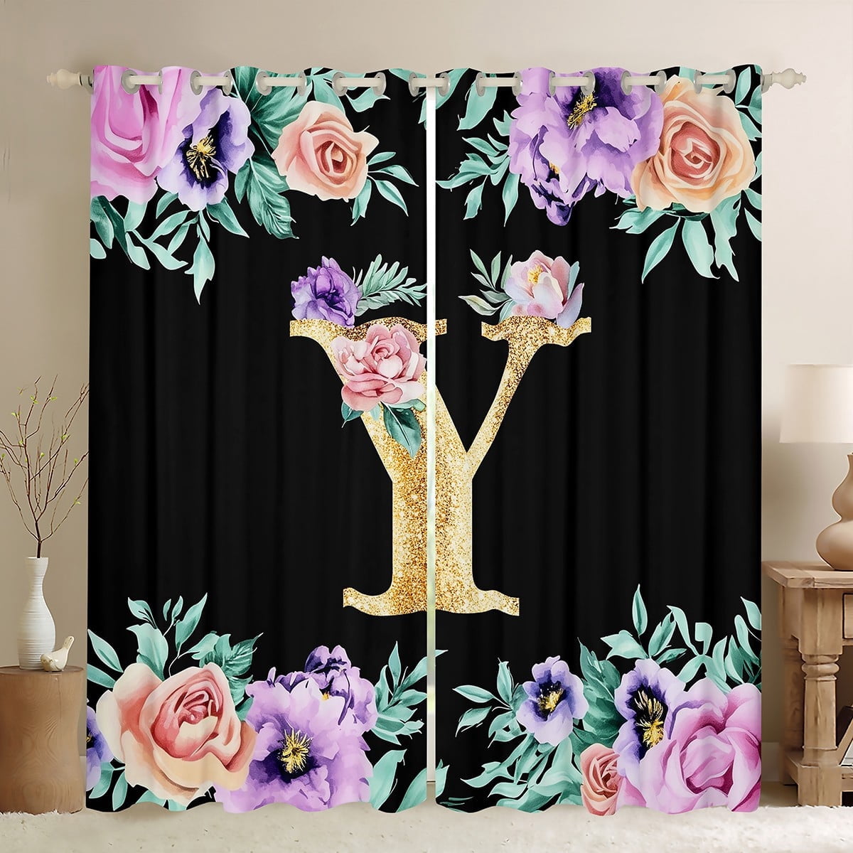 Erosebridal Cartoon Monogrammed Curtains and Drapes (38x45