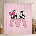 thumbnail image 1 of Erosebridal Initial Monogrammed Curtains Pack of 2 (42Wx63L),Bowknot Cow Print 30%-50% Black Out Curtains,Curtains for Living Room,Kawaii Room Decorative, 1 of 6