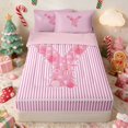 thumbnail image 1 of Manfei Initial Queen Comforter Set with Fitted Sheet and 2 Pillowcases, Pink B, Pink Reversible, 1 of 7