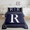 thumbnail image 1 of Erosebridal Initial R Letter Bedding Sets King with Comforter, Navy Comforter Sets King Size, Chic Monogrammed Reversible Down Comforter, Microfiber Room Decor, 3 Pieces, 1 of 8