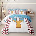 thumbnail image 1 of Erosebridal Initial Y Letter Boys Girls Bed Spread Queen, Ice Cream Baseball Queen Coverlet Set, Blue, 3pcs, 1 of 7
