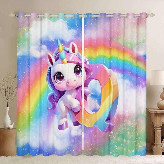Erosebridal Initial A to Z Letter Curtains and Drapes (42x63), Monogrammed Q 30%-50% Blackout Curtains for Bedroom, Unicorn Curtains for Living Room, Window Drapes Bedroom Decor