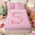 thumbnail image 1 of Manfei Initial Zipper Full Size Comforter Sets with Fitted Sheet and 2 Pillowcases Christmas Zipper Bedding Set, Pink H, Pink Reversible, 1 of 7