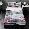 thumbnail image 1 of Erosebridal Ink Landscape Zipper Full Size Comforter Sets with Fitted Sheet and 2 Pillowcases,Cherry Blossom Fuji Mountain Print Zipper Bedding Set For Boys,Reversible,4 Pieces, 1 of 7