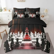 Erosebridal International Chess Bedding Sets Twin Size,Board Game Comforter Sets with Sheets,Geometric Checkerboard Bed in a Bag Twin Size,Ultra Soft Bedroom Decorative Reversible,7-Piece