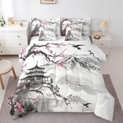 Jolusere Pink Floral Comforter Set Queen – Blush Pink Cherry Blossom, 100% Microfiber – Lightweight, Machine Washable 3 thumbnail image
