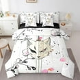 thumbnail image 1 of Erosebridal Japanese Ukiyoe Style Bedding King Size,Chic White Fox Bed Set,Cherry Blossom Bedding Sets King Size,Ultra Soft Room Decoration Reversible,7pcs, 1 of 6
