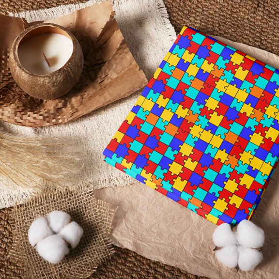 Erosebridal Jigsaw Puzzle Bold 100% Cotton Fabric by the Yard 1 Yard, Bright Game Home Decor Fabric by the Yard