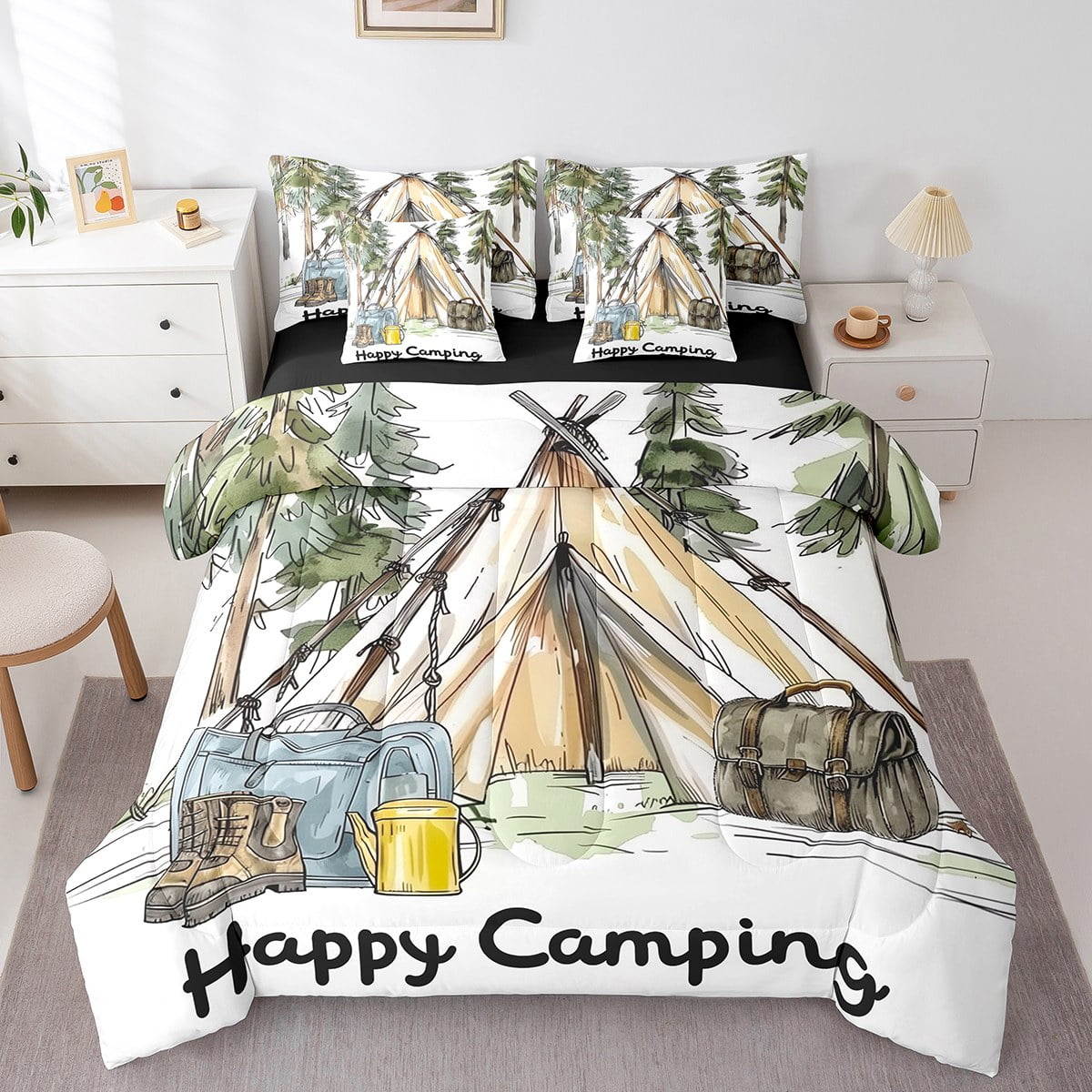 Erosebridal Jungle Adventure Bedding Sets Twin Size, Camping Comforter ...