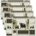 thumbnail image 1 of Erosebridal Jungle Bear Placemats Set of 4, Botanical Tree Table Mats for Dining Table Set of 4, Animal Plaid Kitchen Decor, 1 of 4