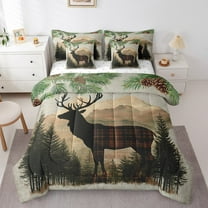 Erosebridal Jungle Deer Bed in a Bag Twin size, Rustic Farmhosue Bed Set, Wildlife Reversible Bedding Twin Size, Super Cozy Bedroom Decoration, 7 Pieces