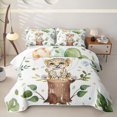 thumbnail image 1 of Erosebridal Jungle Kawaii Leopard Twin Quilt Set for Boys Girls, Watercolor Green Tropical Leaf Twin Coverlet Set, 2pcs, 1 of 7