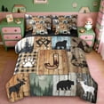 thumbnail image 1 of Erosebridal Jungle Wildlife Bear Boys 7-Piece Bedding Comforter Set,Rustic Cabin Camper Monogrammed J King Bedding Sets For Kids,Reversible black, 1 of 7