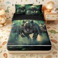 thumbnail image 1 of Erosebridal Jungle Wildlife Dino Zipper Queen Comforter Set with Fitted Sheet and 2 Pillowcases,Safari Dinosaur Zipper Bedding Set,Emerald Green,Black Reversible, 1 of 6