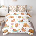 thumbnail image 1 of Erosebridal Kawaii Animal Capybara Bedding Comforter Set 7pcs For Boys Girls,Kids Groovy Flowers Queen Bedding Sets,Microfiber Bedroom Decor, 1 of 6