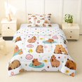 thumbnail image 1 of Erosebridal Kawaii Animal Capybara Twin Comforter Sets 3-Piece For Boys Girls,Kids Groovy Flowers Bedding Set,Microfiber Bedroom Decor, 1 of 7