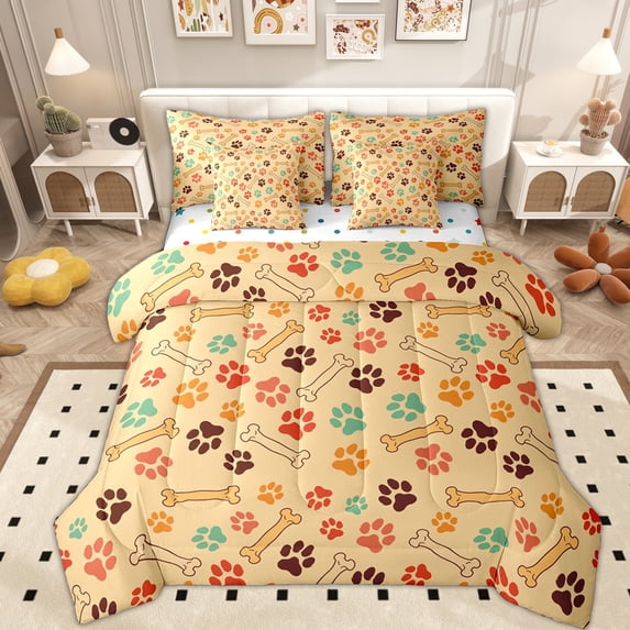 Erosebridal Kawaii Animal Kids Bedding Comforter Set 7pcs, Cat Kitten Queen Bedding Sets