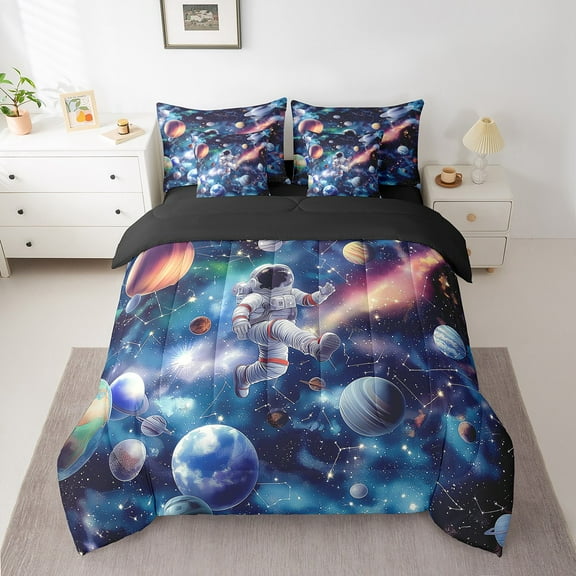 Erosebridal Kawaii Astronaut Bedding Twin Size, Planet Print Bed in a Bag Twin size, Astrology Galaxy Decor, Reversible