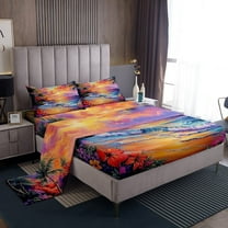 Erosebridal Kawaii Axolotl Full Sheet Sets, Pink Blossoms Floral Bedding Full Size, Cute Animal Decor