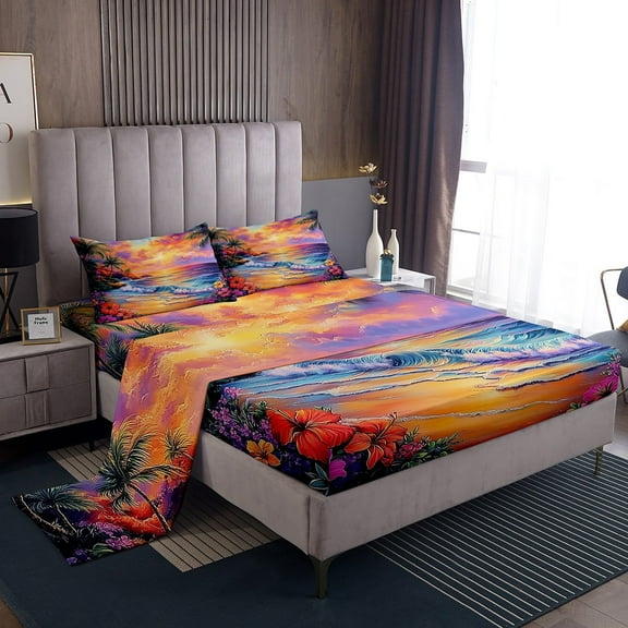 Erosebridal Kawaii Axolotl Full Sheet Sets, Pink Blossoms Floral Bedding Full Size, Cute Animal Decor