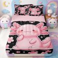 thumbnail image 1 of Erosebridal Kawaii Axolotl Zipper Twin Comforter Sets with Fitted Sheet and 2 Pillowcases,Cherry Blossom Stars Print Zipper Bedding Set For Girls,Pink Reversible,4-Piece, 1 of 7