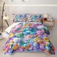 thumbnail image 1 of Erosebridal Kawaii Bear Print Twin Quilt Set for Girls, Groovy Flower Floral Twin Coverlet Set, 2-Piece, 1 of 7