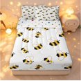 thumbnail image 1 of Erosebridal Kawaii Bee Zipper Queen Comforter Set with Fitted Sheet and 2 Pillowcases,Nature Wildlife Theme Zipper Bedding Set,White Yellow,Polkadot Reversible,4pcs, 1 of 8