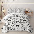 thumbnail image 1 of Erosebridal Kawaii Black Ribbon Quilt King for Boys Girls, Princess Bow-tie King Coverlet Set, 3pcs, 1 of 7