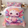 thumbnail image 1 of Erosebridal Kawaii Boba Axolotl Quilt Full,Bubble Drink Full Bedspread Sets For Girls,3 Pieces, 1 of 7