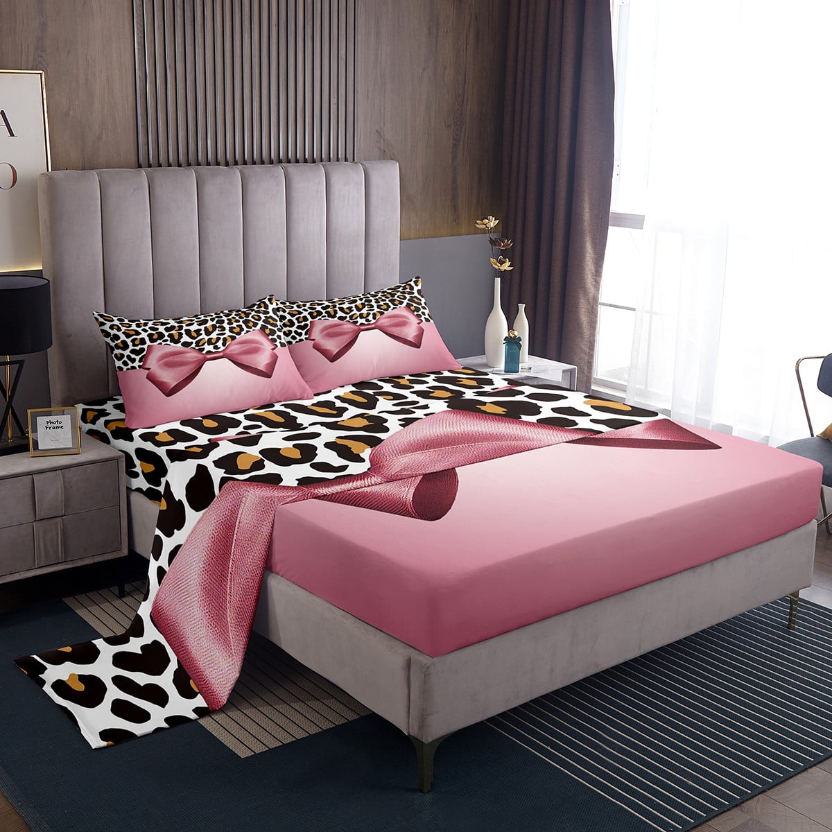 Erosebridal Kawaii Bow Bed Sheets King Leopard Print Bedding King Size erosebridal-kawaii-bow-bed-sheets-king-leopard-print-bedding-king-size