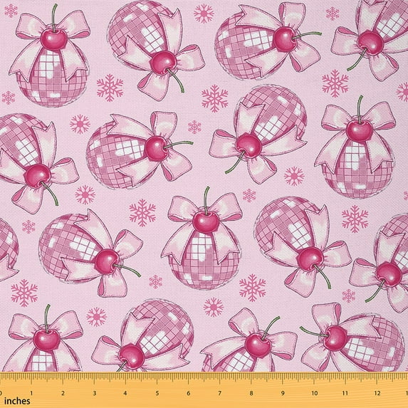 Erosebridal Kawaii Bow Fabric by The Yard Pink Disco Ball Waterproof Outdoor Fabric Western Cowgirl Upholstery Fabric for Chairs Snowflake Bow Tie Fabric Decor 10 Yard
