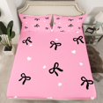 thumbnail image 1 of Erosebridal Kawaii Bow Fitted Sheet Queen, Pink Love Fitted Sheet Set Queen, Dreamy Cartoon Decor, 3-Piece（No Top Sheet）, 1 of 6