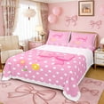 thumbnail image 1 of Erosebridal Kawaii Bow Flowers Full Size Sheets 4-Piece for Teens,Kids Girls Cartoon Polka Dots Bed Sheets,Luxury Bedroom Decor, 1 of 5