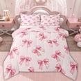 thumbnail image 1 of Erosebridal Kawaii Bow Girl Queen Comforter Set, Cartoon Ribbon Bedding Comforter Set, Pink Reversible, 3-Piece, 1 of 6