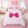 thumbnail image 1 of Erosebridal Kawaii Bow Queen Comforter Set 3pcs for Teens,Kids Girls Cartoon Polka Dots Bedding Comforter Set,Pink Reversible,Microfiber Bedroom Decor, 1 of 6