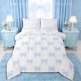 thumbnail image 1 of Erosebridal Kawaii Bow Tie Full Size Comforter Sets 3 Pieces,Blue Princess Bow Knot Bedding Sets,Luxury Bedroom Decor, 1 of 6
