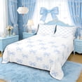 thumbnail image 1 of Erosebridal Kawaii Bow Tie Queen Sheet Sets 4 Pieces,Blue Princess Bow Knot Bed Set,Luxury Bedroom Decor, 1 of 5