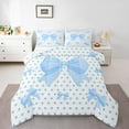 thumbnail image 1 of Erosebridal Kawaii Bowknot Bedding Twin Comforter Set,Blue White Down Comforter,Cartoon Polka Dots Bedding Sets Twin With Comforter,Microfiber Teenager Room Decoration,Reversible,2-Piece, 1 of 8